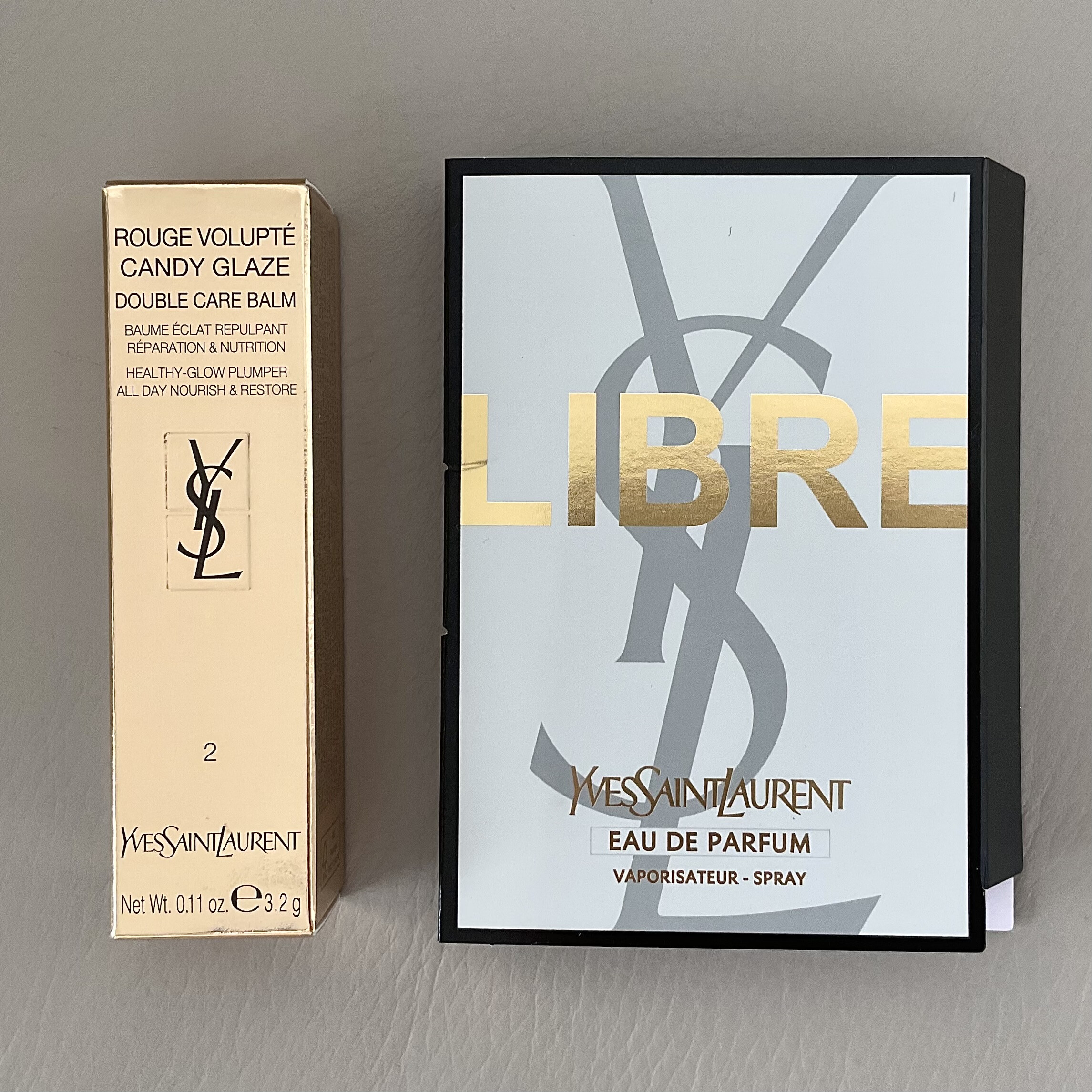 Yves Saint Laurent Rouge Volupté Candy Glaze Double Care Balm ajándék YSL illatmintával