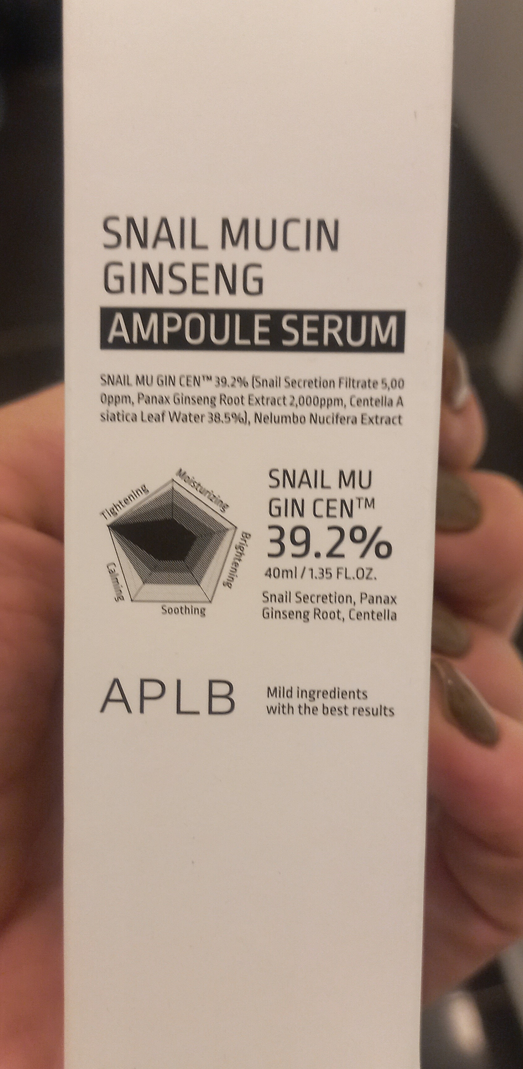 APLB Snail Mucin Ginseng Ampoule Serum 40 ml